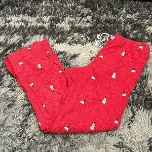 Red J. Crew Snowman Pajama Pants
